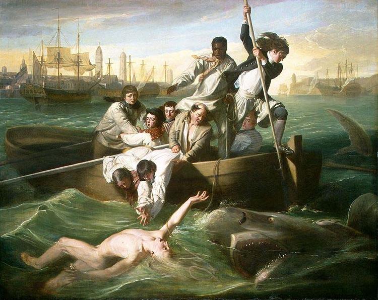 John Singleton Copley Watson and the Shark (1778) depicts the rescue of Brook Watson from a shark attack in Havana, Cuba. Germany oil painting art